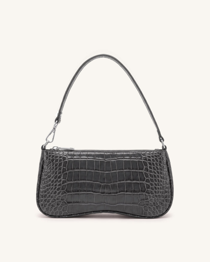 Eva Shoulder Handbag - Gray Croc