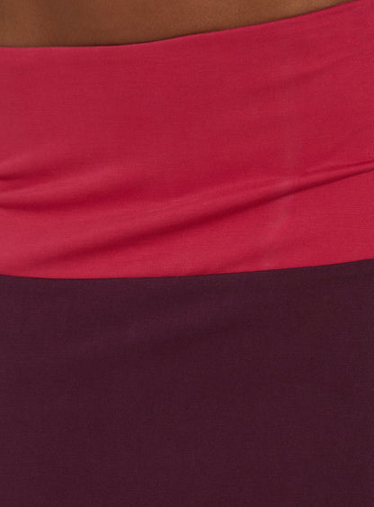 Irisah Splice Midi Skirt Red / Plum